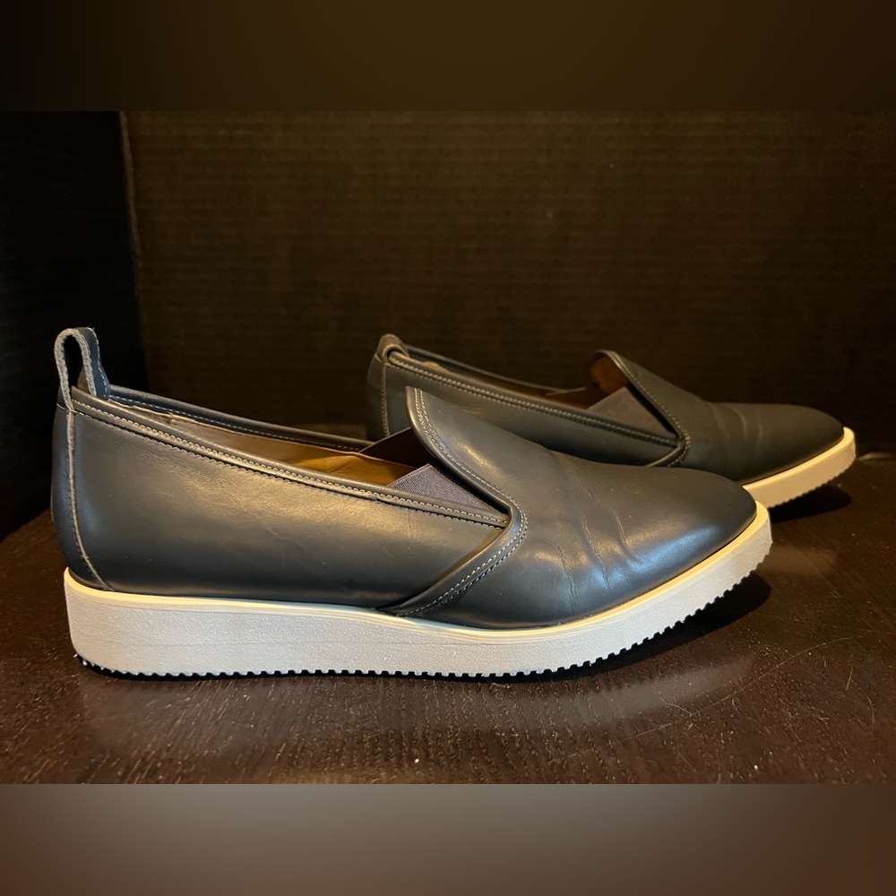 EVERLANE The Street Shoe Point Toe Leather  slate blue color Size 11
